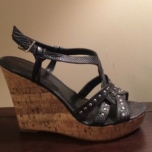 Enzo Angiolini Black studded wedges